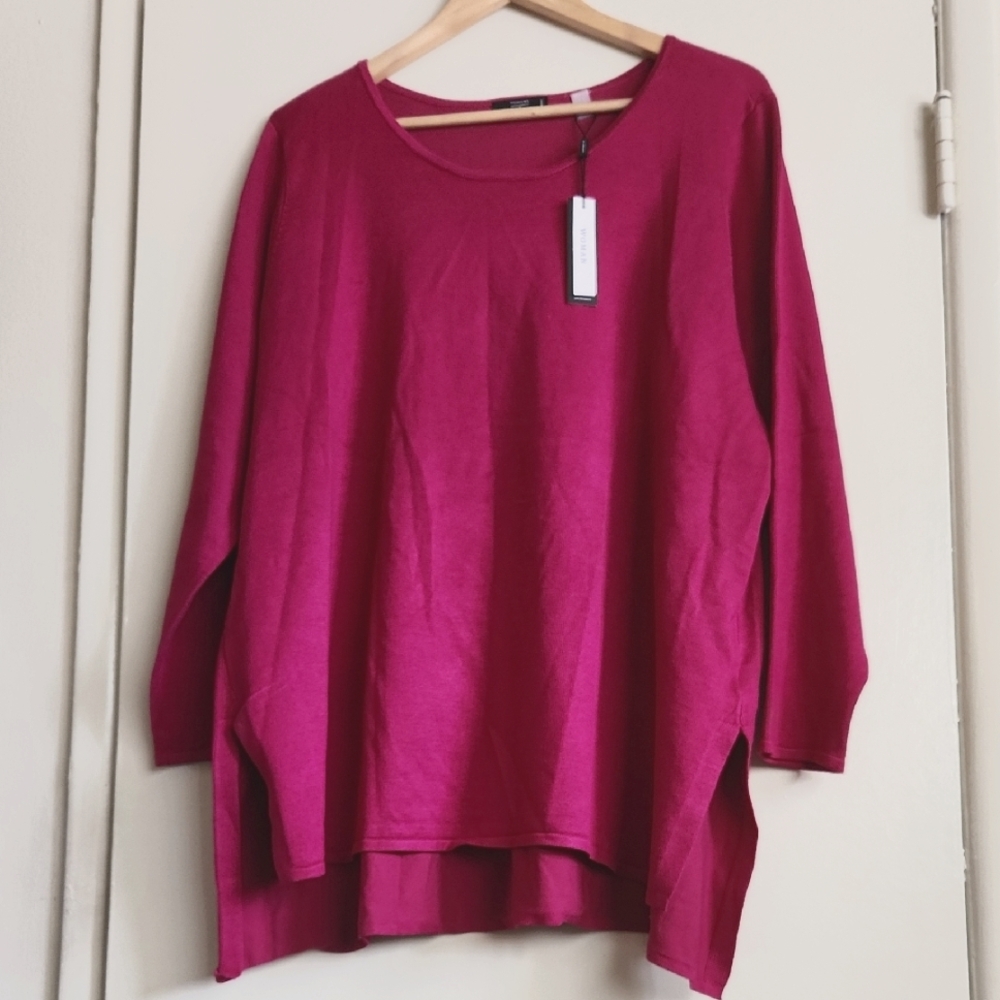 Tahari Woman Dark Pink Sweater NWT 2X